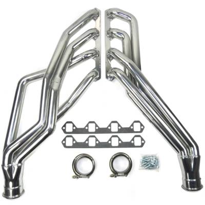 JBA Headers - 65-73 Mustang 351W JBA Long Tube Headers, Silver Ceramic, Borgeson Box