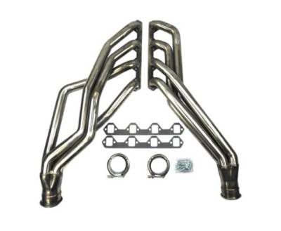 JBA Headers - 65-73 Mustang 351W JBA Long Tube Headers, Stainless Steel, Borgeson Box