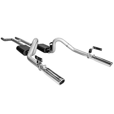 Flowmaster - 67-70 Mustang Flowmaster Crossmember Back Exhaust System, Aluminized Steel w/ Polished Tips