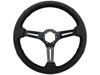 Stang-Aholics - 79 - 82 Mustang 14" Volante 6 Bolt STEERING WHEEL KIT, Black, BLK Stitch Perf
