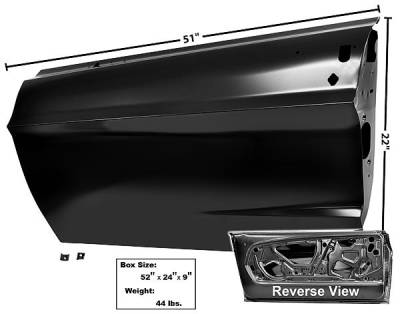 Dynacorn | Mustang Parts - 67-68 Mustang Door Shell, LH, Drivers Side (Standard Size Bar)