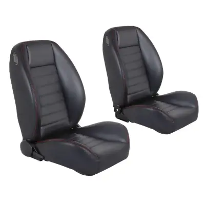 TMI Products - 1964 - 1973 Mustang TMI Cruiser Collection Low Back Seats, Black Vinyl, Choose Stitch Color