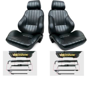Procar - 65 - 70 Mustang Procar Rally Seats, with Adapters, Black Vinyl