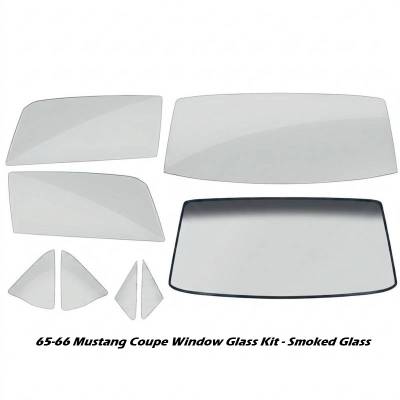 Stang-Aholics - 65-66 Mustang Coupe Complete Window Glass Set, Smoked Gray