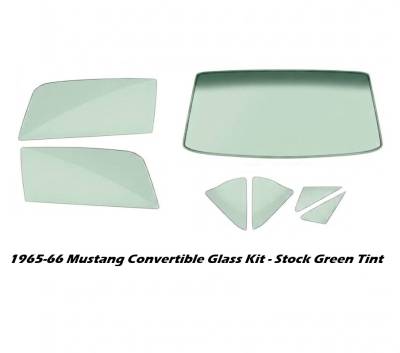 Stang-Aholics - 64-66 Mustang Convertible Window Glass Set, Stock Green Tint
