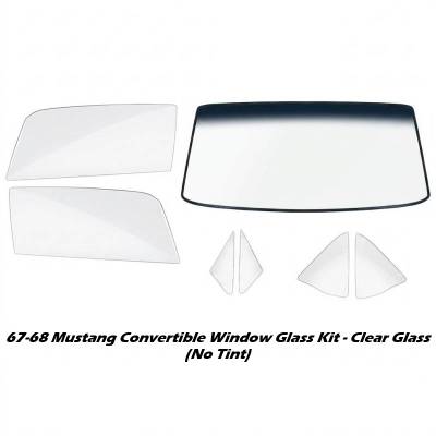 Stang-Aholics - 67-68 Mustang Convertible Window Glass Set, Clear Glass