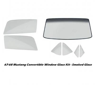 Stang-Aholics - 67-68 Mustang Convertible Window Glass Set, Smoke Gray Tint