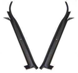 71 - 73 Mustang Fastback Windshield Pillar Moldings (Black)