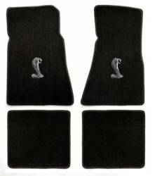 79 - 93 Mustang BLACK Floor Mats, Cobra Emblem