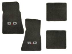 79 - 93 Mustang GREY Floor Mats, 5.0 Emblem