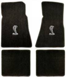 65 - 73 Mustang Black Floor Mat Set, Cobra Emblem, Coupe/Fastback
