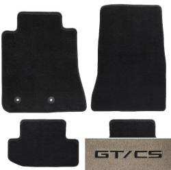 64 - 73 Mustang BLACK Set of 4 Floor Mats: GT/CS Emblem, Coupe