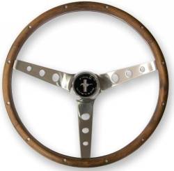 65 - 73 Mustang Grant Wood Steering Wheel, with Running Pony Center Emblem