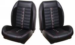 TMI Products - 64 - 67 Mustang TMI Sport XR Full Seat Upholstery-Black/Black/Red/Steel - Image 2