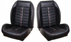 64 - 67 Mustang TMI Sport XR Full Seat Upholstery, Fstbk-Black/Black/Black/Steel