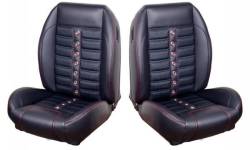 64 - 67 Mustang TMI Sport X Full Seat Upholstery-Black/Blue/Black