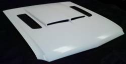 GTRS | MUSTANG PARTS - 65 - 66 Mustang Fiberglass Hood, with shelby style scoop and Carbon Fiber Vents - GTRS Hood - Image 1