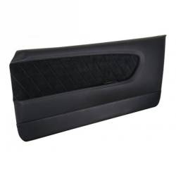 Door Panels & Related - Aftermarket Panels - TMI Products - 64 - 66 Mustang Sport R Door Panels- Premium Vinyl, Black Vinyl/Black Suede/Blue Stitching