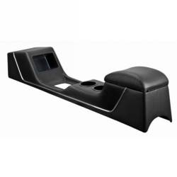 65 - 66 Mustang OE Sport R Full Length Console-OE Vinyl/Black Suede/Red Stitch