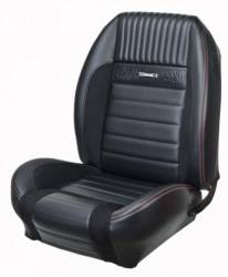 64 - 66 Mustang TMI Pony Sport R Seat Upholstery-Black/Black/Red