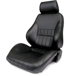 Mustang ProCar Rally Smooth Back Seat, BLACK LEATHER, Left