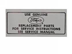 66-73 Mustang Air Cleaner Service Instructions Decal