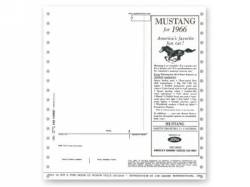 1966 Mustang  New Car Window Price Sticker