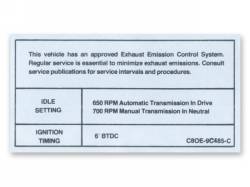 Stripes & Decals - Engine Compartment Decals - Scott Drake - 390-428-4V Auto/Manual Transmission Emission Decal