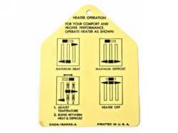 1964 Mustang  Heater Instruction Tag