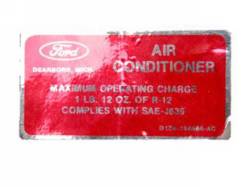 1971 - 1973 Mustang Air Conditioner Charge Decal