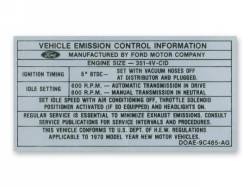 351-4V Auto/Manual Transmission Emission Decal