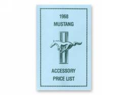 Accessories - Literature - Scott Drake - 1968 Mustang Accessory Price List