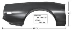 71 - 73 Mustang Right Full Quarter Panel, Convertible