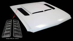 GTRS | MUSTANG PARTS - 65 - 66 Mustang Fiberglass Hood, with shelby style scoop and Carbon Fiber Vents - GTRS Hood - Image 4