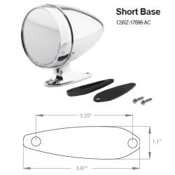 Scott Drake - 1964 - 1968 Mustang Chrome Bullet Mirror, LH with Short Base Standard Glass - Image 2