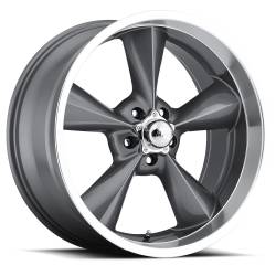 64 - 73 Mustang Old School Gun Metal Machined Lip Wheel 15 X 8 , 4.50" bs, Set of 4
