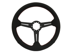 79 - 82 Mustang 14" Volante 6 Bolt STEERING WHEEL KIT, Black, Red Stitch Perf