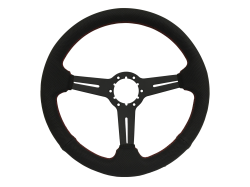 Stang-Aholics - 84 - 89 Mustang 14" Volante 6 Bolt STEERING WHEEL KIT, Black, Red Stitch Perf