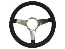 64 - 73 Mustang 14" Volante 9 Bolt STEERING WHEEL KIT, BLK Leather, Solid Spoke