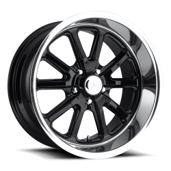 65 - 73 Mustang Rambler 1 Piece Gloss Black w/ Diamond Cut Lip 17x8 Wheel