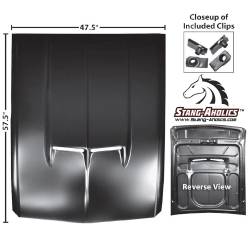 67 - 68 Mustang Steel Hood with 67 dual opening shelby type Scoop