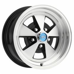 67 - 73 Mustang 15 x 7 Legendary Flat 5 Alloy Wheel, 5 on 4.5 BP, 4.25 BS, Gloss Black / Machined