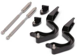 Eddie Motor Sports - 65 - 68 Mustang Coupe Billet Trunk Hinge Arm w/SS Strut, Gloss Black Fusioncoat