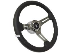 Auto Pro - 65 - 89 Mustang 14" Volante Steering Wheel Kit, Blk Leather, Chrome Center, Pony