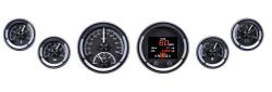 64 - 66 Mustang Six Gauge Round, Analog HDX Instrument, Black Alloy Gauge Face