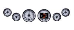 64 - 66 Mustang Six Gauge Round, Analog HDX Instrument, Silver Alloy Gauge Face