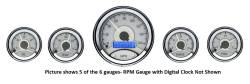 Gauges - Aftermarket Gauges - Dakota Digital Gauges & Accessories - 64 - 66 Mustang Six Gauge Round, Analog VHX Instrument, Silver Alloy Gauge Face