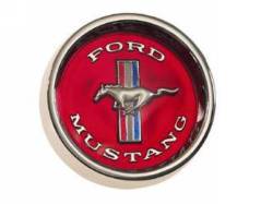 1965 - 1966 Mustang  Styled Steel Hubcaps (Red Background)