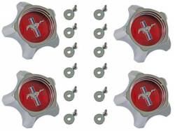 1967 Mustang Styled Steel Hubcaps (Red Design Set of 4)