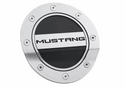 15 - 19 Mustang "Mustang" Silver/Black Fuel Door